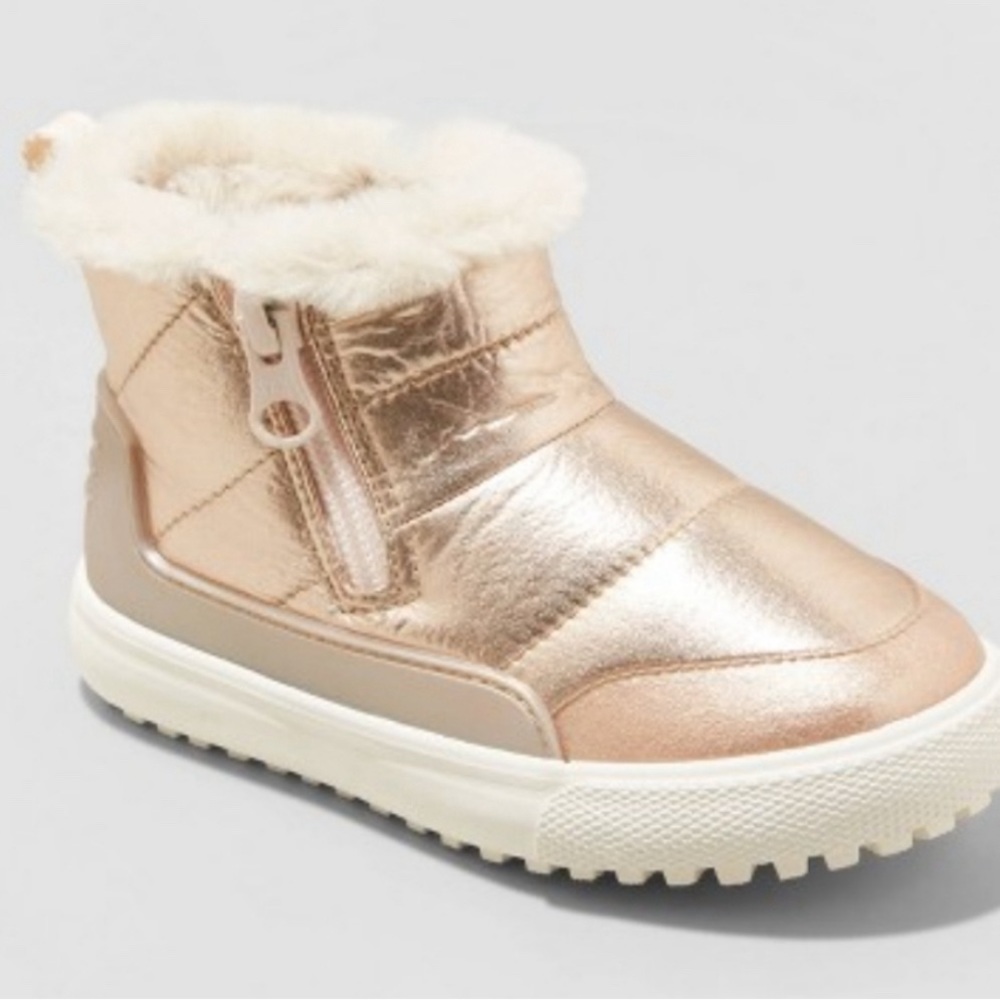 Toddler Double Zipper Slip-On Indiana Boots - Cat & Jack Rose Gold